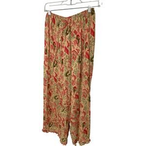 Vintage Zoe California Women's Bloom Floral Flowy Wide Leg  Boho Pants